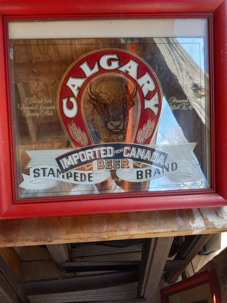 Framed, Calgary Beer Mirror.