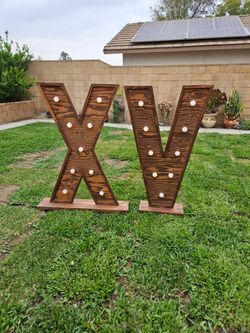 Rustic wood marquee letters