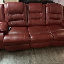 Red leather Sofa