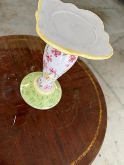 Decorative Ceramic Pedestal Stand with Floral Design