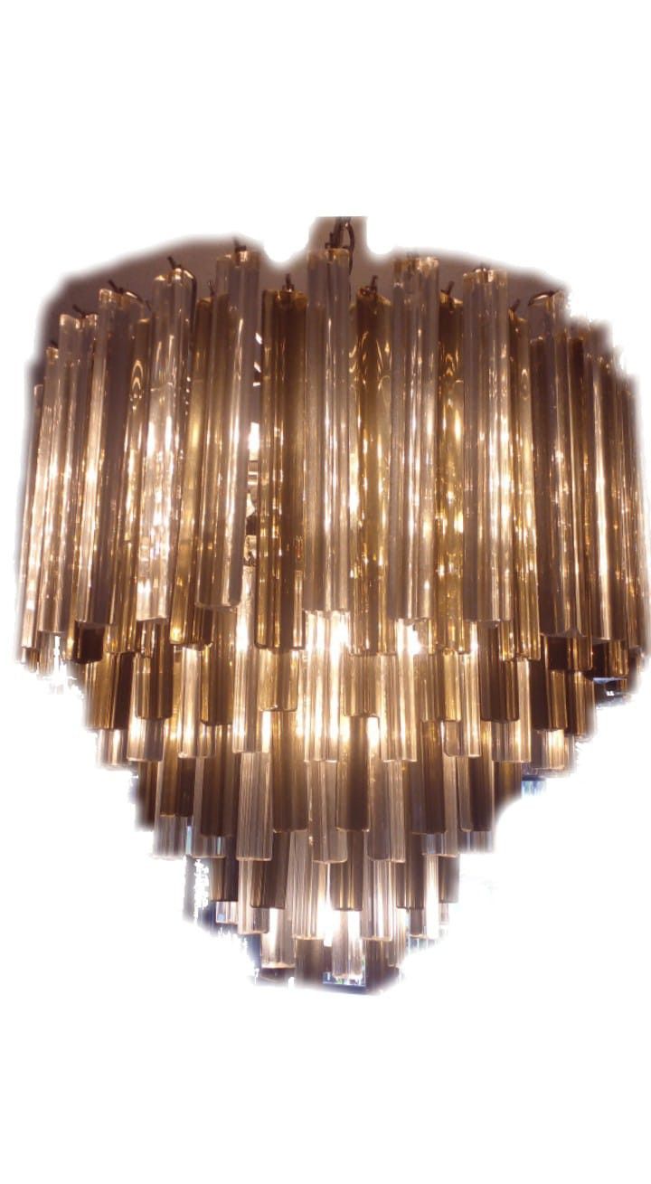 Murano Italian Vanini Prism Tier Big Chandelier Smoked Glass