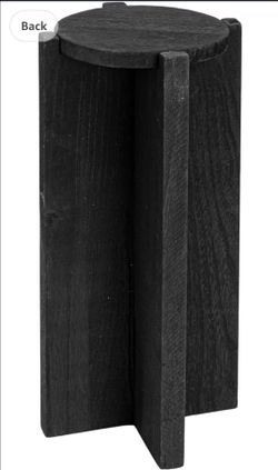 Creative Co-Op Paulownia Wood Round Accent Table, Black