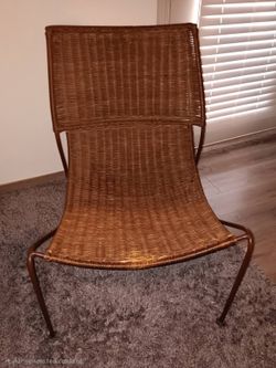 Wicker and Wrought Iron Sling Lounge Chair