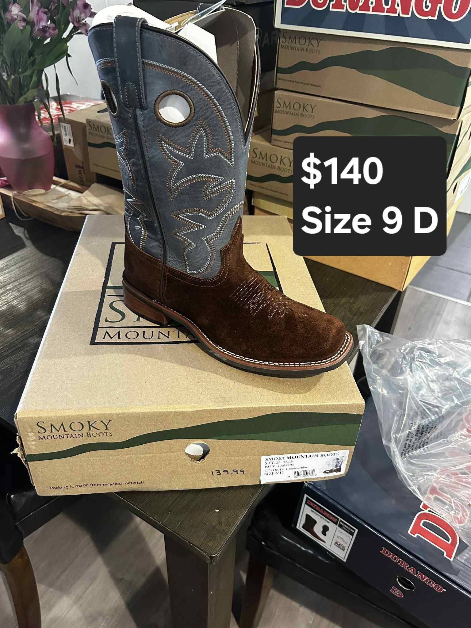 Smoky Mountain Boots (Style 4215) (Dark Brown and Blue) (Size 9D) (Brand New)