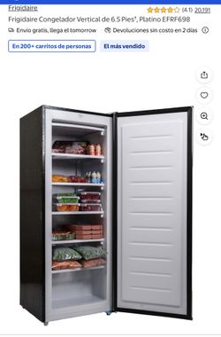 Refrigerador Frigidaire Congelador Vertical de 6.5 Pies, Platino 