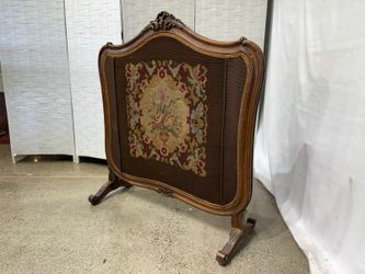 Vintage Louis XV Style Needlepoint Tapestry Fireplace Screen