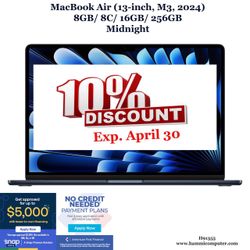 MacBook Air (13-inch, M3, 2024) 8C/ 8C/ 16GB/ 256GB "H91320"