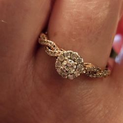 10K Rose Gold 3/8 c Diamond Engagement Ring 