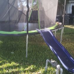 Trampoline And Swing Set With Slide 