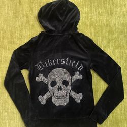 Bikersfield Women’s Black Velvet Hoodie