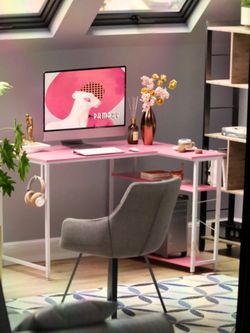 Pamray 43 inch L shaped computer Desk with reversible side storage
