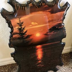 Sunset Painting! Made With Real Wood. 