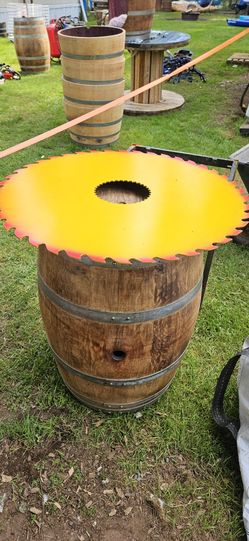 Saw Blade, Wine Barrel Table