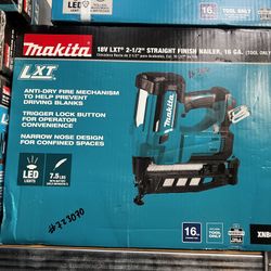 Makita 18v Lxt 2-1/2” Straight Finish Nailer 16ga Tool Only