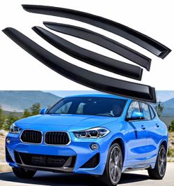 Window Visors Rain Guards Compatible with BMW X2 2018-2023 28i M35i, Wind Deflectors, Sun Shield Visors, Tape-On, Set of 4, Black