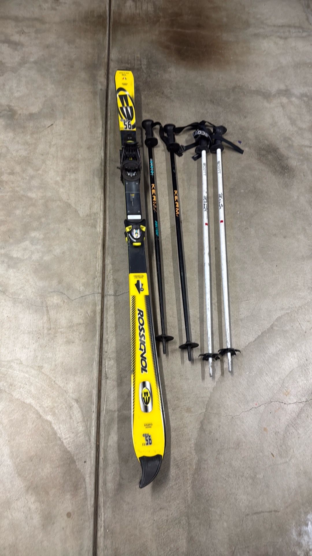 Vintage rossignol pro 95 skis and poles