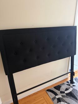 Black Upholstered Bed Frame with Headboard