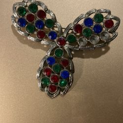 Silver And Rhinestone Brooch