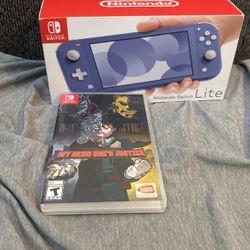 Nintendo Switch Lite Blue And One Game 