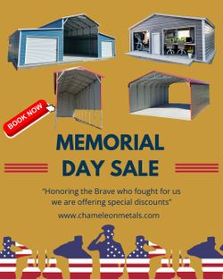 MEMORIAL DAY WEEKEND SALE EXTENDED!! PROTECT YOUR CARS/BOATS/RV'S ,WITH STYLISH , LOW COST GARAGES , CARPORTS, BOAT COVERS, RV COVERS