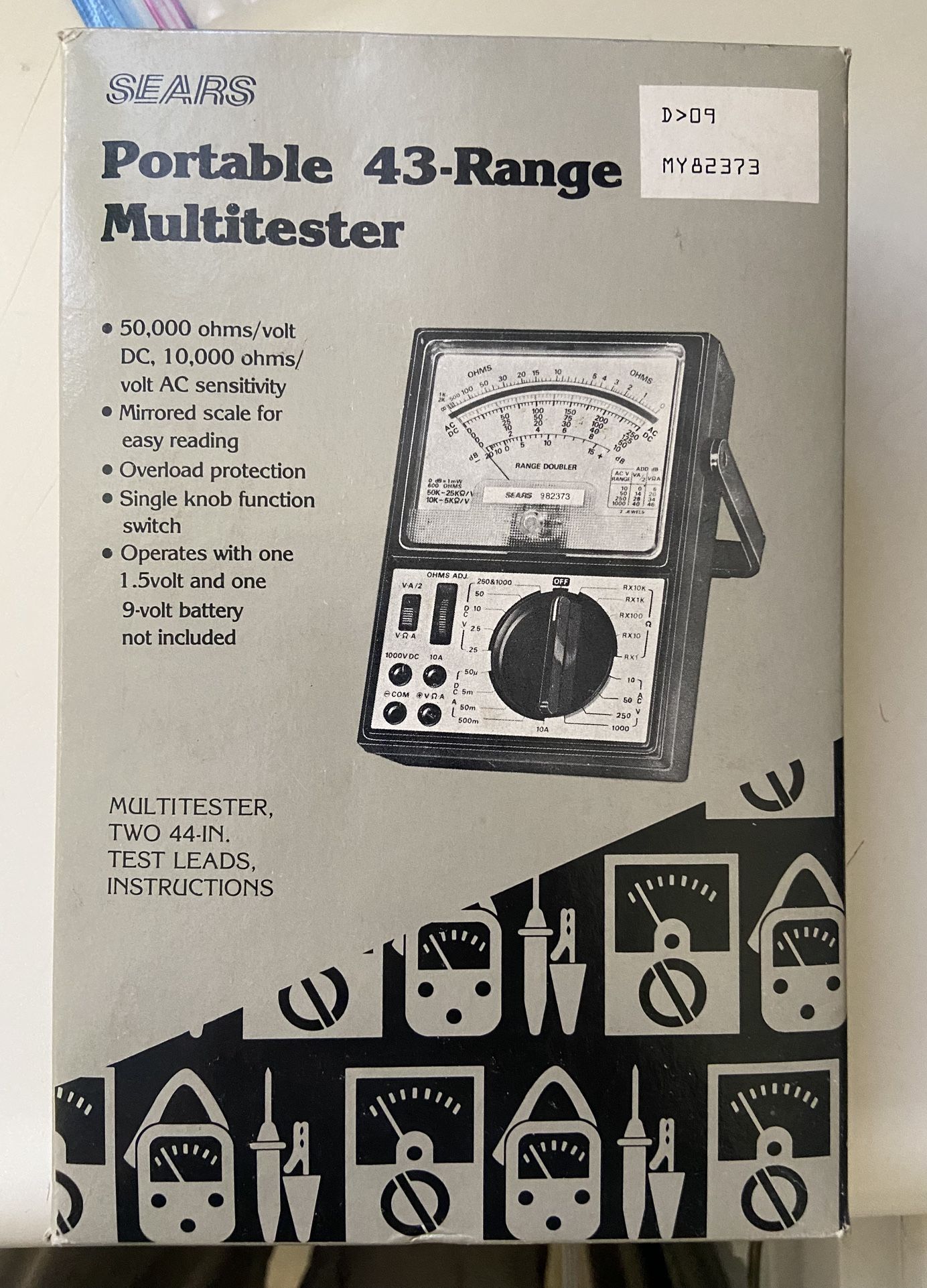 Vintage New Open Box  1970’SEARS  Portable 43-Range Multimeter Model # 82373 With Manual 