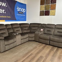 Brown Suede Recliner Sofa