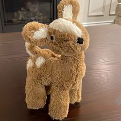 Manhattan Toy Company Light Brown and White Stuffed Plush Toy Deer/Fawn 10” tall 