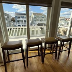 4 Leather Bar Height bar stools