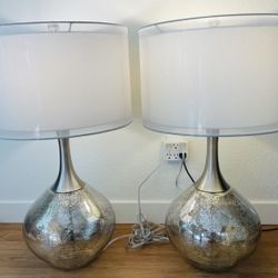 2 large accent glass base side table lamps