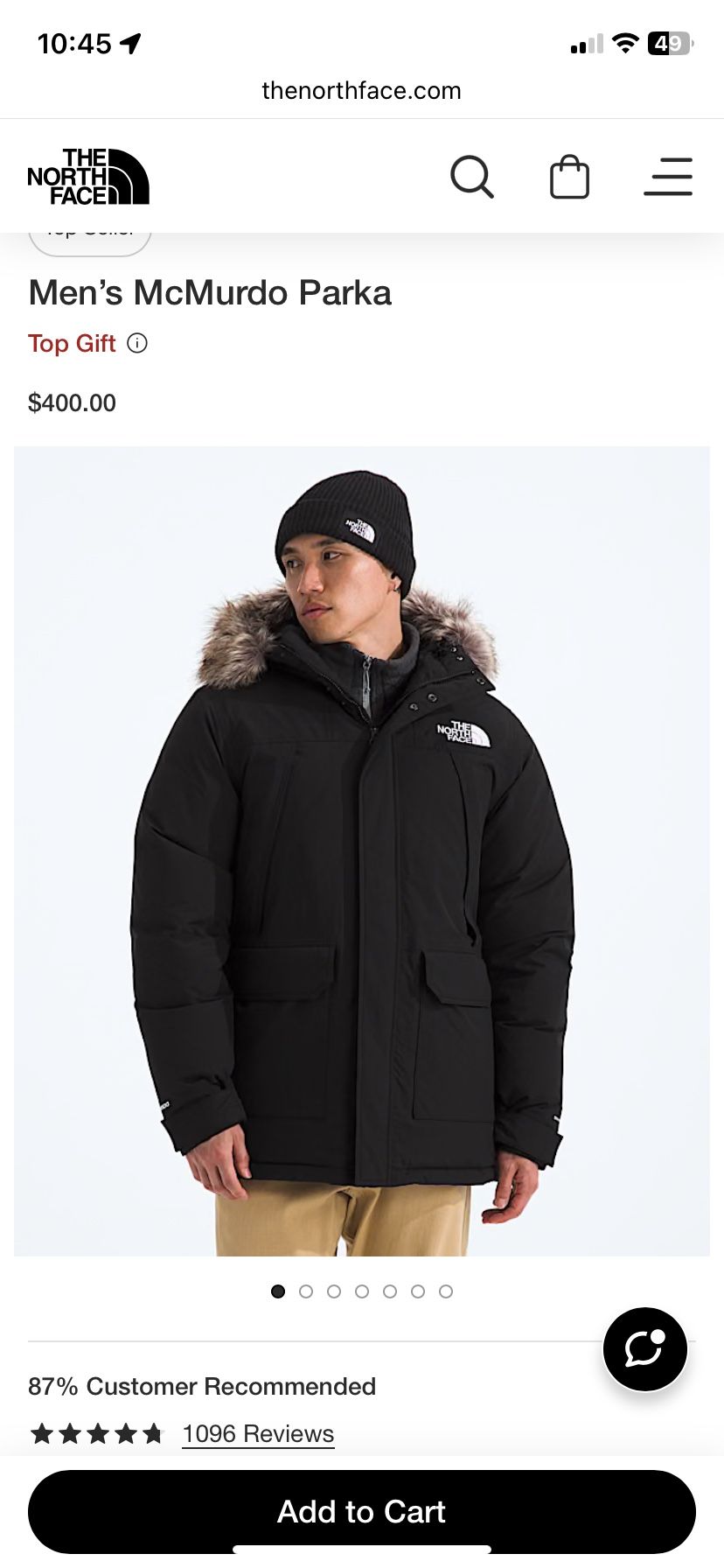 North Face Men’s McMurdo Parka-XL