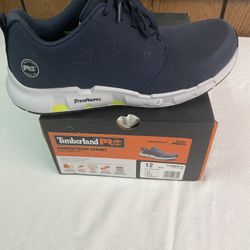 NEW-Men's Timberland PRO Powertrain Sprint Alloy Toe Shoe -Blue- Size 12