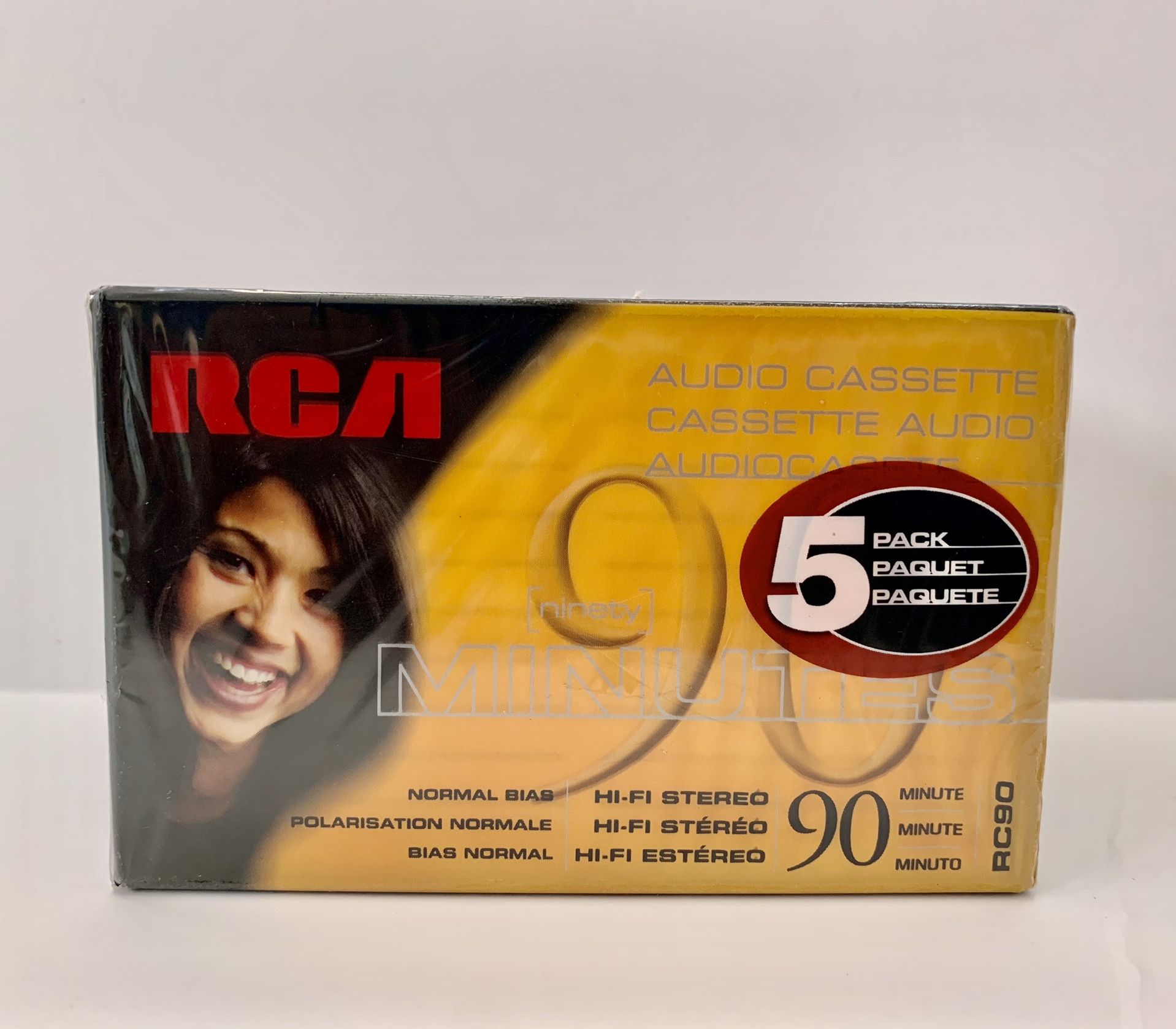 5 Pack RC90 - RCA 90 Minute Blank Audio Cassette Tapes Stereo Hi-Fi - Sealed New