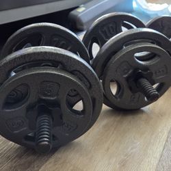 Dumbbell Barbell Bars With 90 Lb Weight Plates
