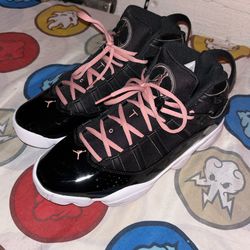 Used Nike Air Jordan 6 Rings Black Rust Pink White Mens Size 9