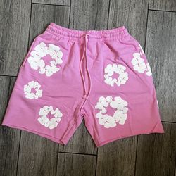 Denim tears pink cotton wreath shorts