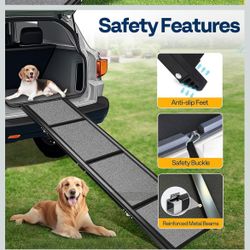 67" x 20" Longer and Wider Pet Ramp for Dogs with Anti-Slip Rug Soft Surface for Medium or Large Dogs Get Into a Car, SUV & Truck, Portable Folding Do