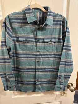 NEW with tags, Colorful Planet Plaid Flannel Shirt Teal Blue Gray XL 14 16