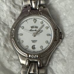Vintage Eddie Bauer SM Silver Bracelet Watch Water Resistant To 165 Feet With Imprinted Serial Number