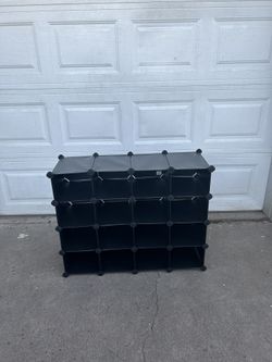 Shoe Rack, Space-Saving 15-Slot Plastic Storage Organizer Unit, Modular Cabinet, Ideal for Entryway Hallway Closet Garage, 44.5 x 14.2 x 34.6 Inches, 