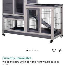 BRAND NEW MIRACOL Indoor/Outdoor Wooden Rabbit Cage - Wood Weatherproof Tray Shelter Ramp and Door Bunny Hutch