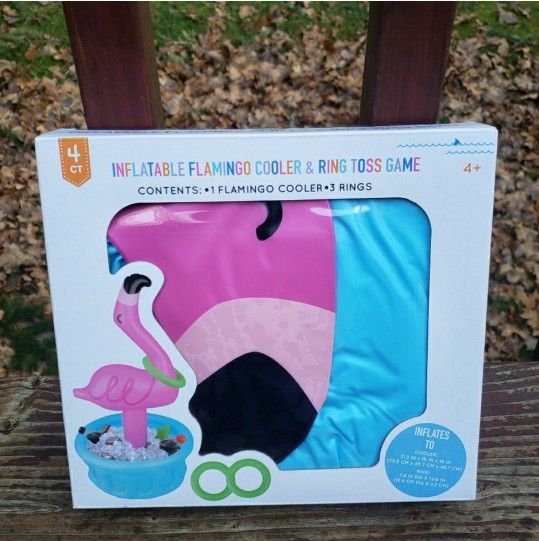 Inflatable Flamingo Cooler & Ring Toss Game