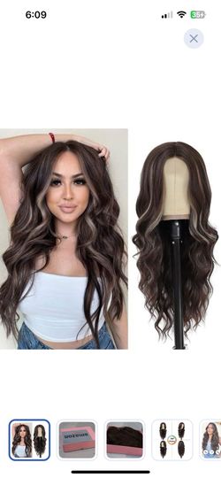 NAYOO Brown mixed Blonde Wigs 26 Inch Middle Part Wigs for Women Synthetic Hair Long Wavy Wig for Daily Party/Halloween Use 26 Inch (Brown mixed Blond