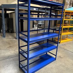 New Heavy Duty Garage Shelving 5-tiers Industrial Garage Storage Shelves Rack Adjustable Metal Storage. Blue And Yellow Color 