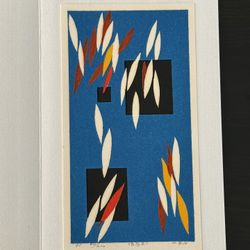 1971 Modernist Japanese Woodblock Print "Work 21" by Kenji Kusaka b.1936 40/200