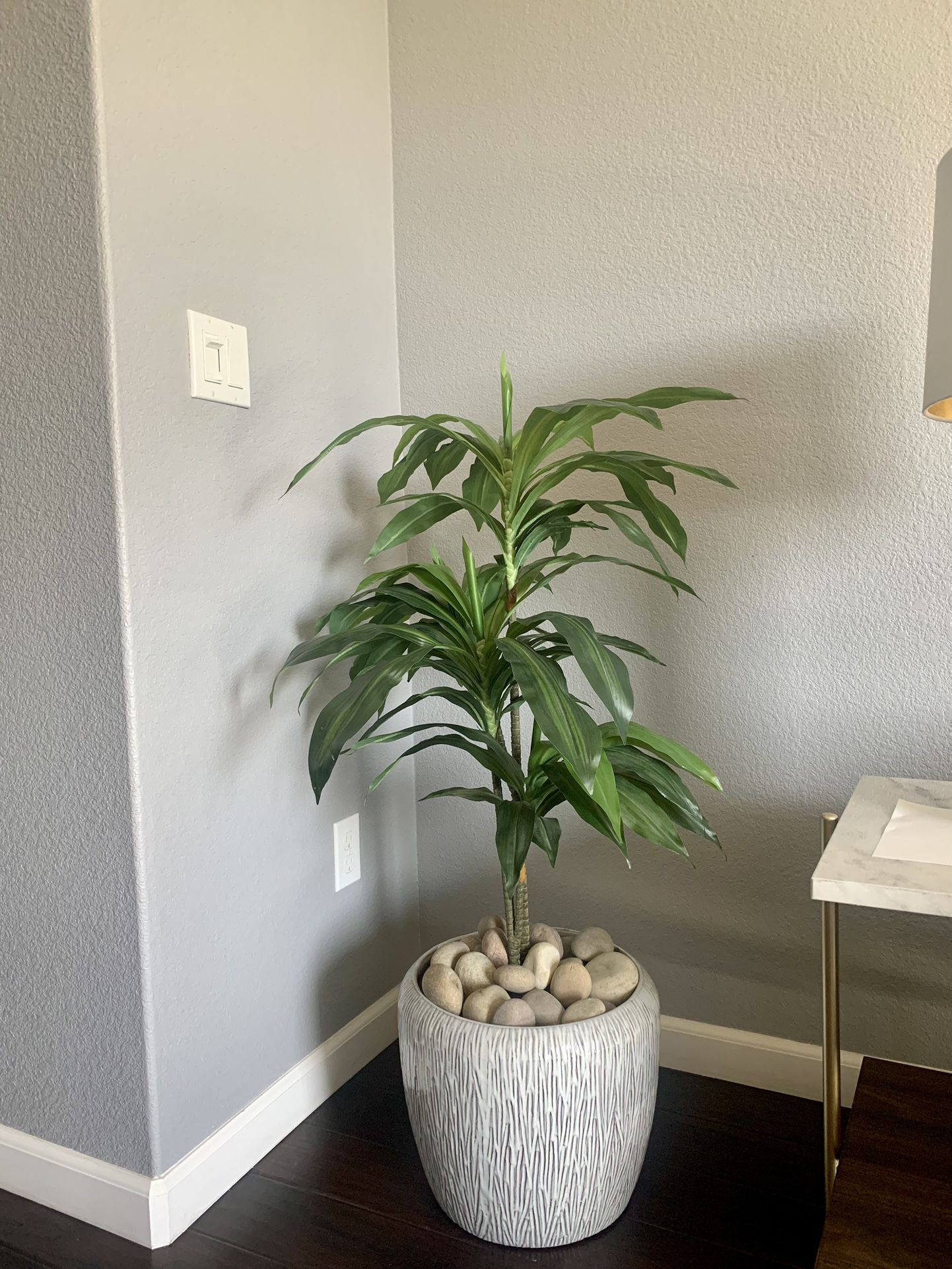 Nearly Natural Real Touch 48-inch Dracaena Silk Plant (includes Pot, Plant And Rocks)