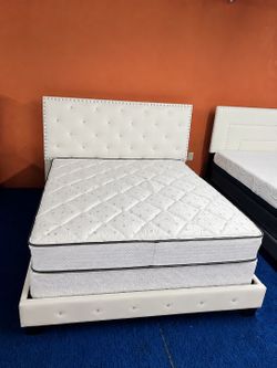 NEW BED FRAME QUEEN SIZE WITH MATTRESS AND BOX SPRING