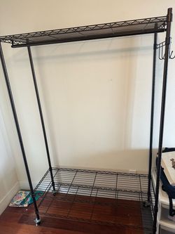 Clothing Rack with Shoe Rack and Hooks