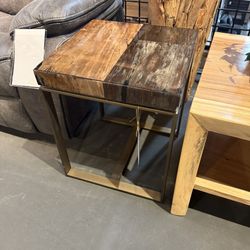 Sale! Black And Petrified Wood Side End Table - Albert 