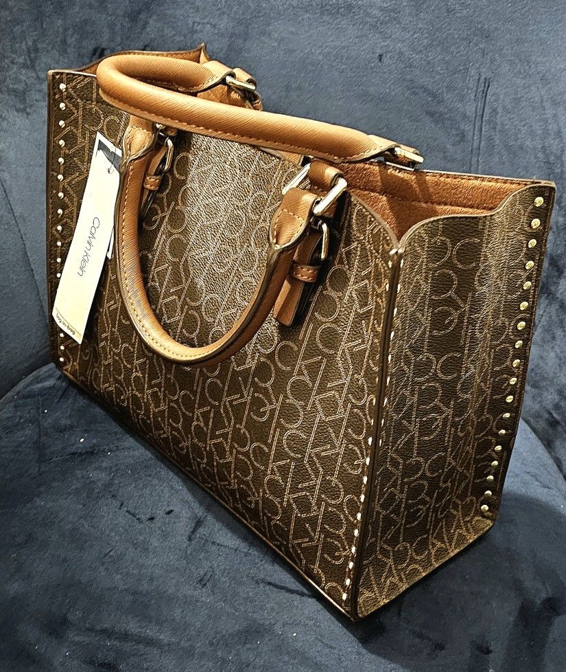 Calvin Klein Luxe Monogram Logo Medium Tote