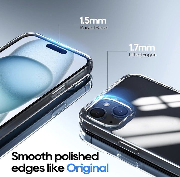 5 in 1 for iPhone 15 Case, with 2 Tempered Glass Screen Protector + 2 Camera Lens Protector, Phone Case 6.1 Inch [ Anti-Scratch Full-Body Protection ]